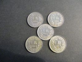5 x 1.- Fr1946-60-63-64-66  Superbes pièces  Superbe qualité