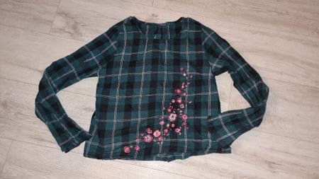 Karierte Bluse mit Stickerei, Grösse 36