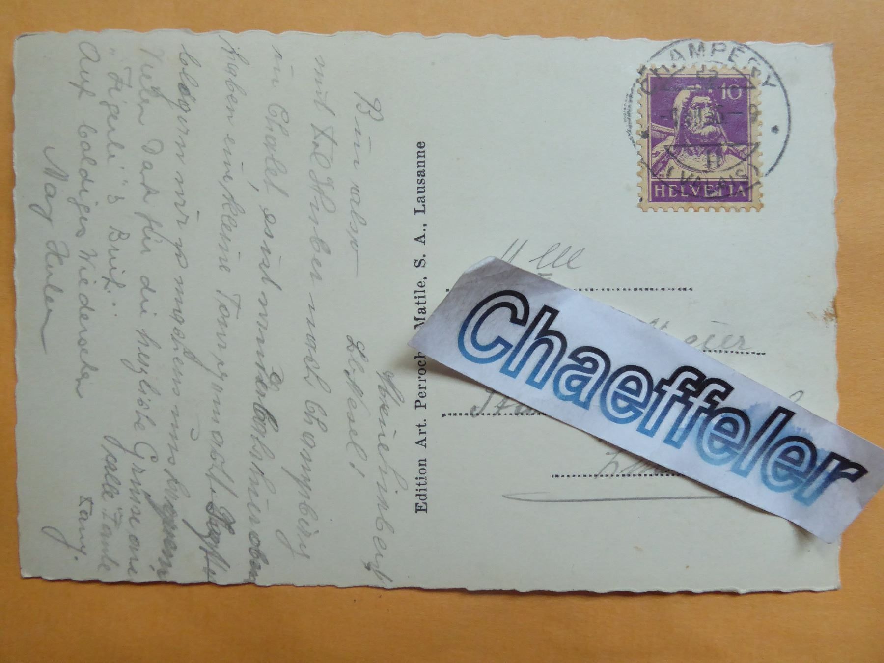 Ansichtskarten: 1935 Champéry. le Calvaire. – Gebraucht aus Zürich von Chaeffeler 1