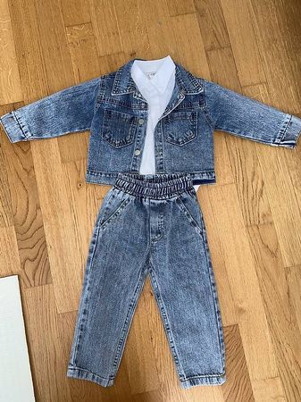 Jeans Set mit Hemd - 86