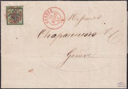 Doppelgenf, 4R auf sauberem Brief von GENEVE, Kat: 32'000.-+