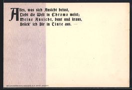 Ansichtskarte ohne Motiv mit Spruch, All