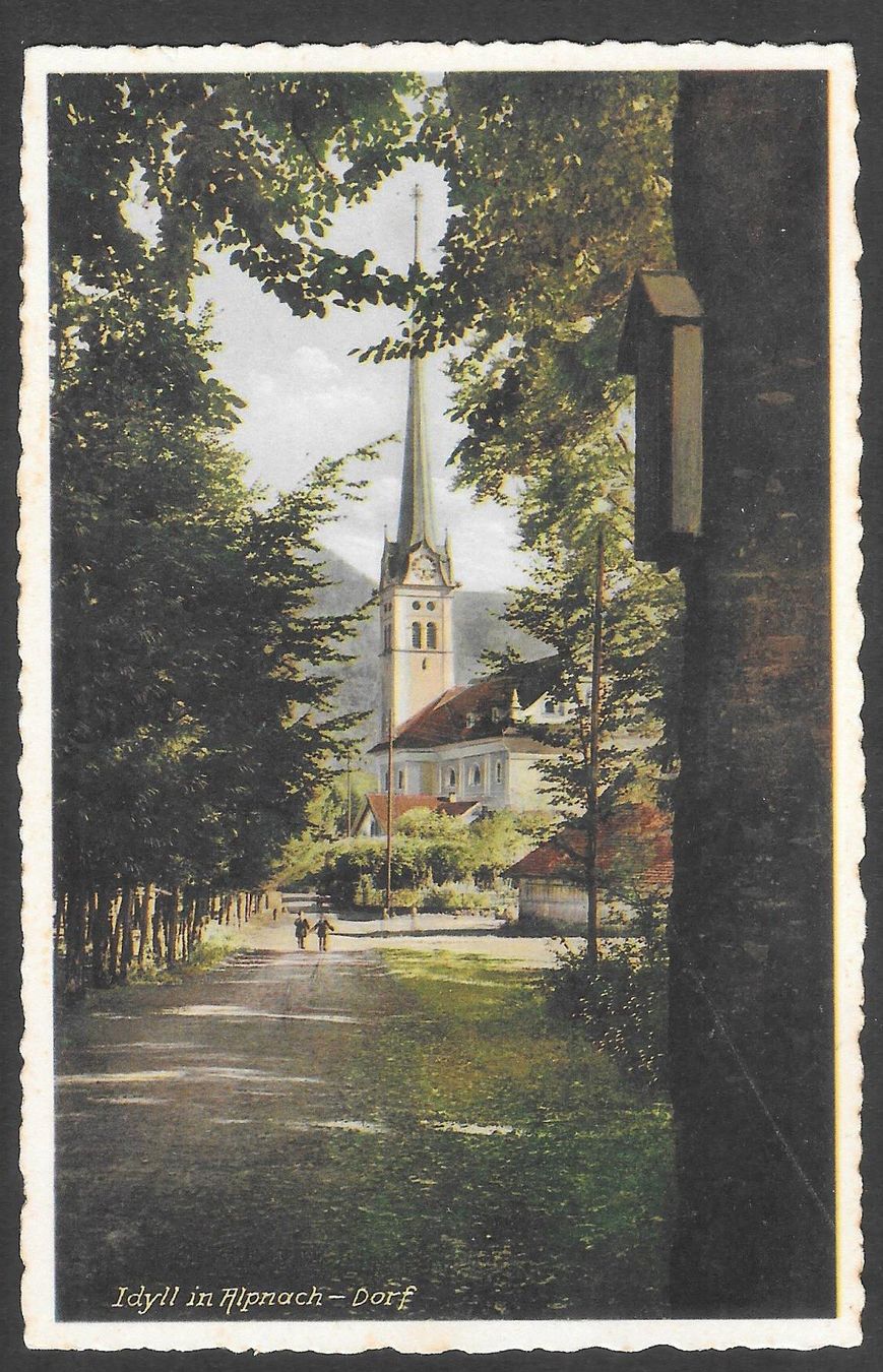 Ansichtskarten: Alpnach - Dorf Teilansicht mit Kirche – Gebraucht aus Olten von clotaldi
