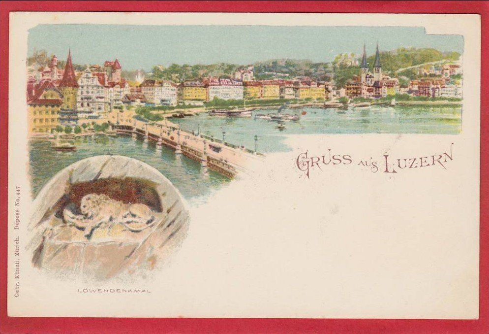 Cartoline postali: LUZERN, KÜNZLI LITHO – Usato da Grüningen venduto da Kartenlaube