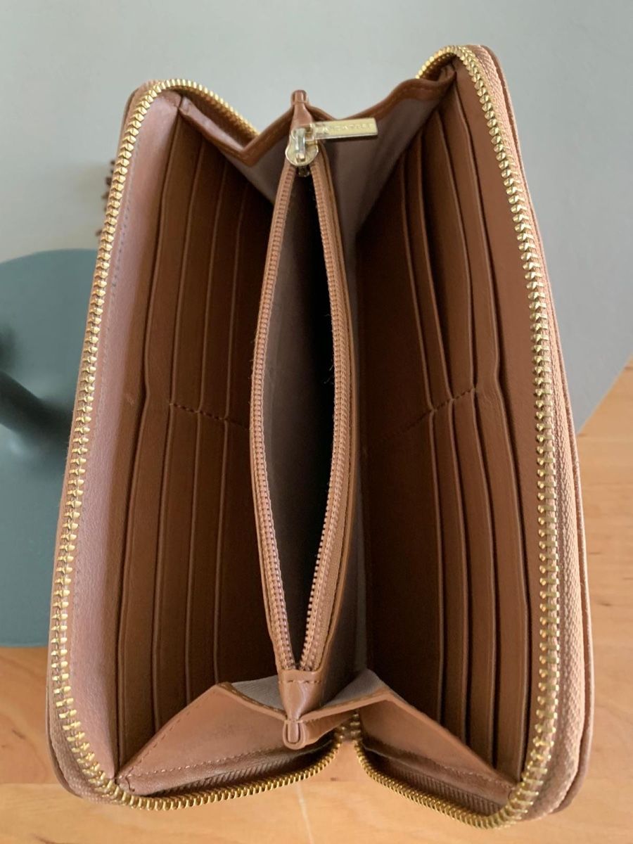 Lancaster Portamonete: Portefeuille Lancaster cuir marron pompon doré – Usato da Sion venduto da tchana77 2