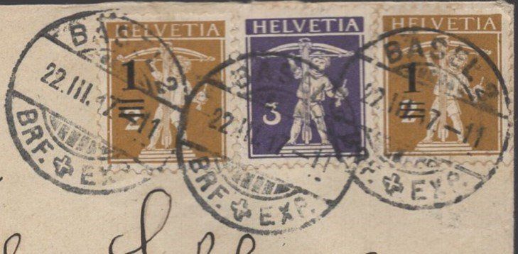 Tutti i francobolli: BASEL  22.III.17    ZNr. 132 Überdruck verschoben – Usato da Aarau venduto da kufi44 1