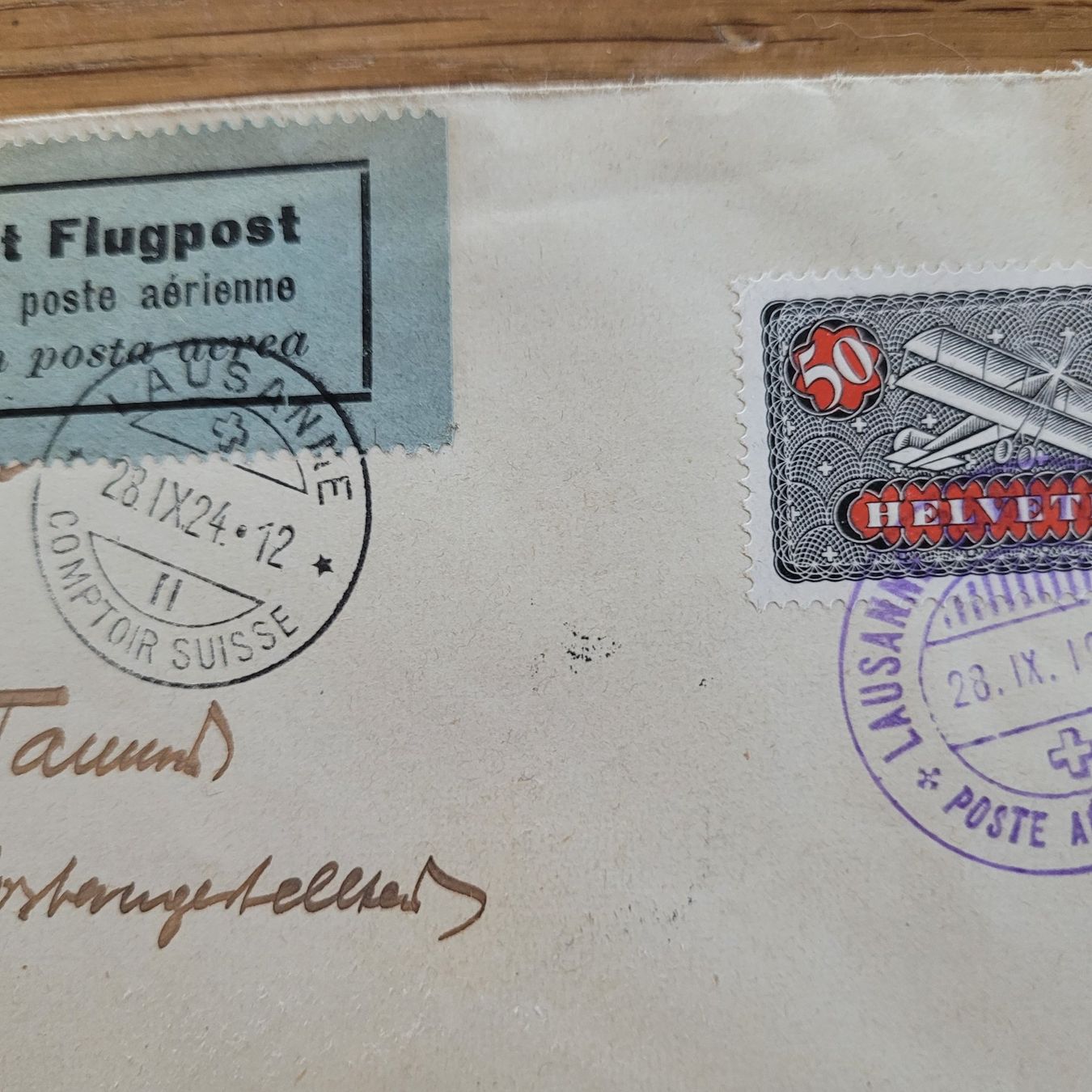 Tutti i francobolli: Luftpost Brief Lausanne 1924 Luzern – Usato da Biel/Bienne venduto da Destockweb 1