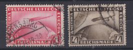 Deutsches Reich 1928: 2 Werte Zeppelin - Kat. 90.--