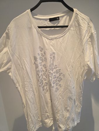 Weisses Damen T-Shirt mit Strass 46