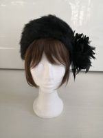 🤩FELL-HUT MIT FEDERNAPPLIKATION SCHWARZ