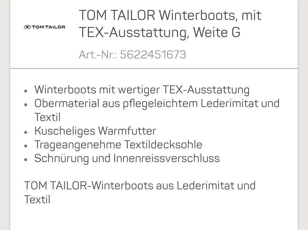 Tom Tailor Damenschuhe: Tom Tailer Winterboots – Neu (gemäss Beschreibung) aus Geuensee von claukau 5