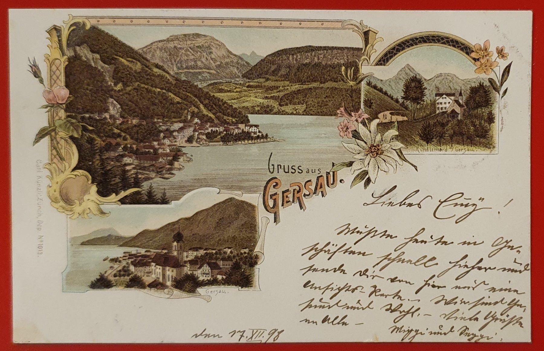 Cartoline postali: Gruss aus Gersau 1898 – Usato da Kreuzlingen venduto da Rschweiz1