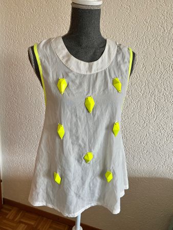 Sommer Damen Oberteil Weiss Grün Gr S