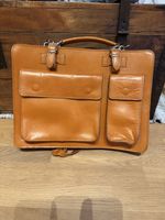 Vintage Echtleder-Aktentasche Cognac – unbenutzt mit Lagersp