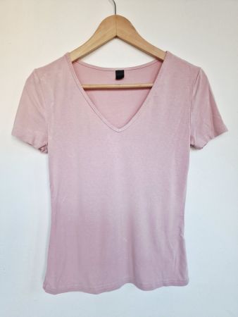 Damen T-Shirt SHEIN Gr. S Rosa V-Ausschnitt