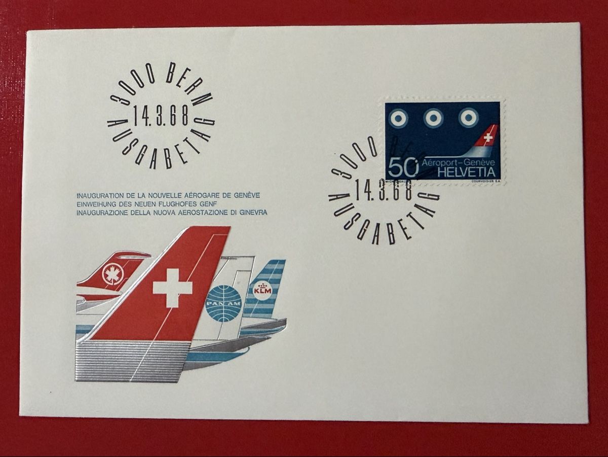 Tutti i francobolli: Enveloppe Poste aérienne Suisse 1968 – Usato da Petit-Lancy venduto da Solcarm