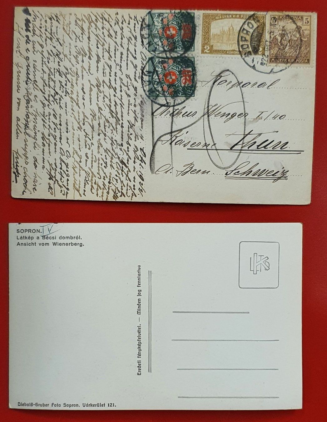 Cartoline postali: 9 Ansichtskarten Ungarn 1913 - 1939 - Sopron – Usato da Kreuzlingen venduto da Rschweiz1 5