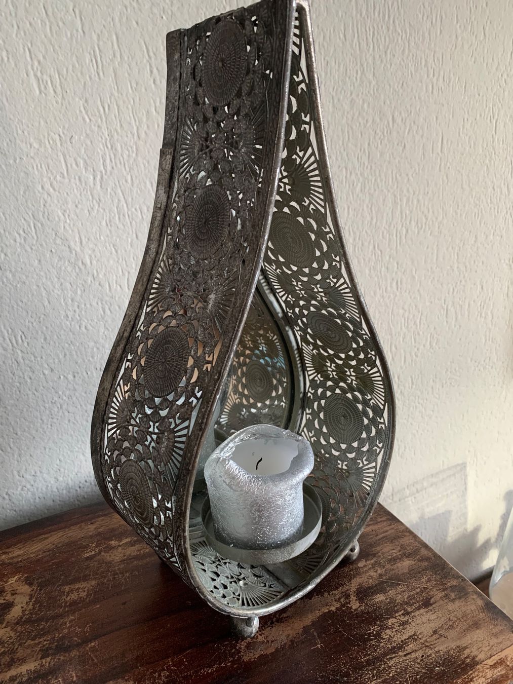 Portacandele: Windlicht aus Metall, orientalisch, silberfarben – Usato da Widen venduto da Lambert63 3