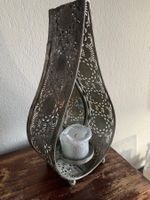 Windlicht aus Metall, orientalisch, silberfarben
