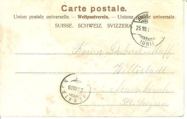 Cartoline postali: Schöllenen UR Rest. 5 Spännige Gotthard-Post Kutsche 1908 – Usato da Ennetmoos venduto da Ambuman 2