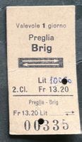 Preglia Brig/ Schlafwagen Billett 1984/ Zustand beachten