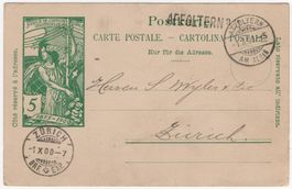 5 Rp. UPU Postkarte mit Balkenstempel AFFOLTERN a/A