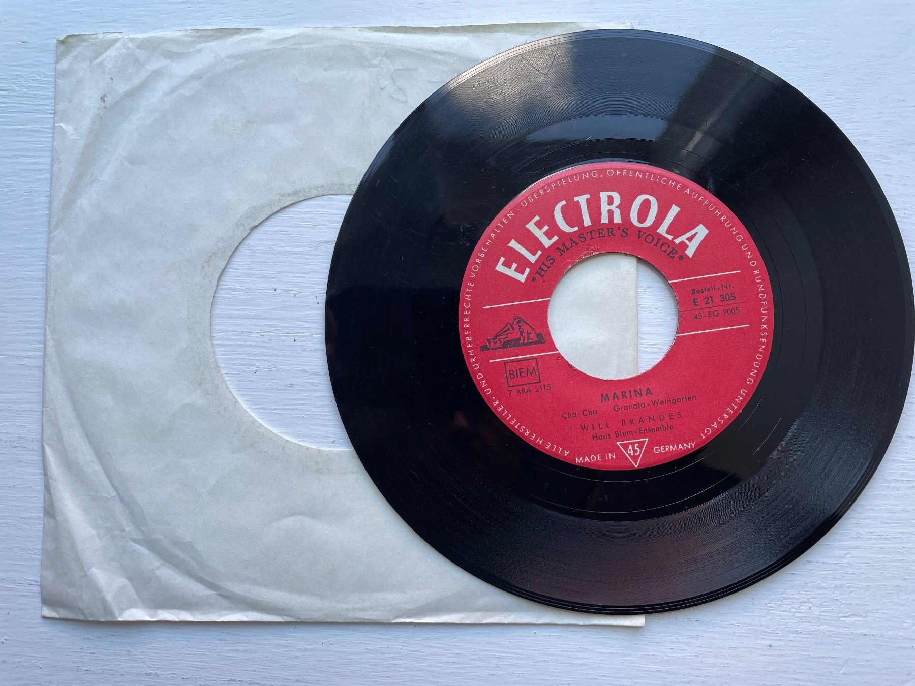 Dischi in vinile: Will Brandes - Marina - 7" Single Jukebox – Usato da Zürich venduto da Andy_t71 1