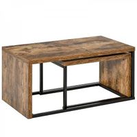 2er-Set Couchtisch Satztisch Beistelltisch Schwarz+Braun