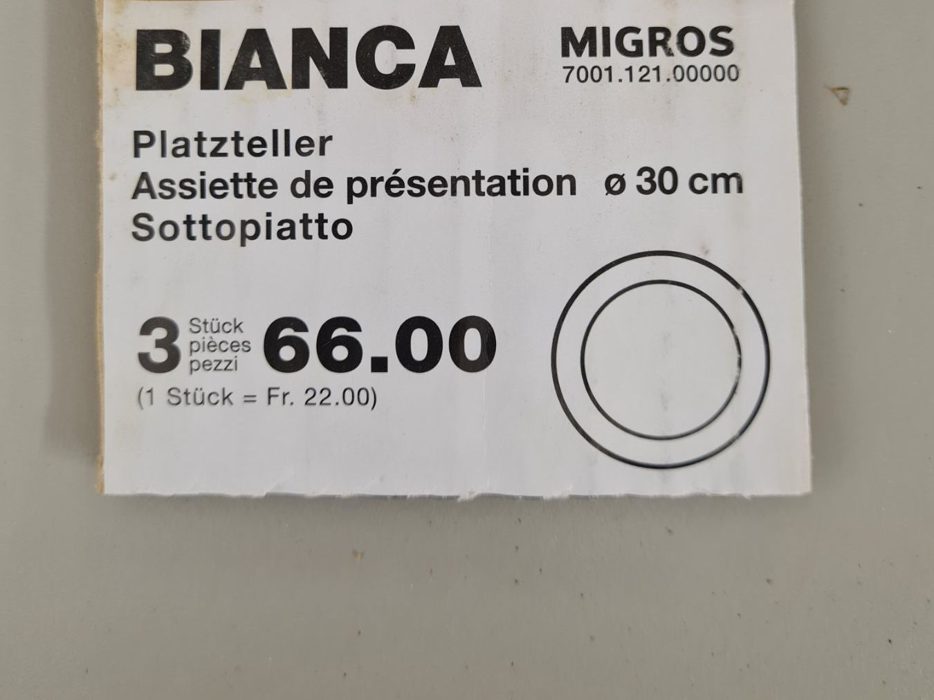 Migros Piatti: Platzteller BIANCA von Migros, 12 Stk., 30 cm – Usato da Turbenthal venduto da rut_77cy 3