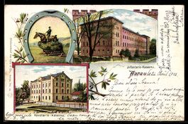 Lithographie Aarau, Infanterie-Kaserne und Kavallerie-Kasern
