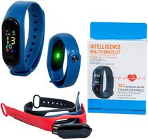 Fitnessuhr, mit 3 Armbändern in den Farben Schwarz, Rot und