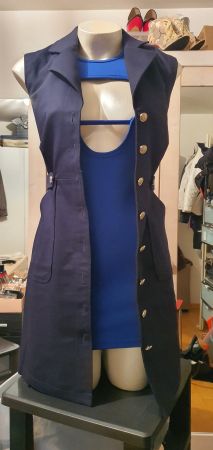 Morgan, veste, gilet, jacket, kleid, blouson Knöpf Jacke blu