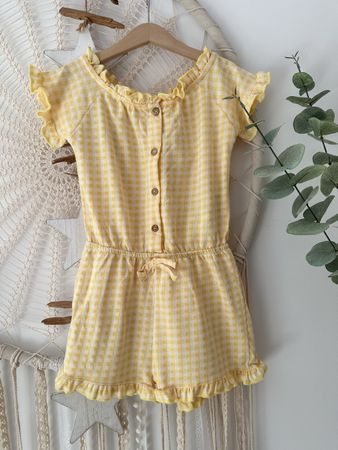 Süsser Jumpsuit Sommergelb kariert, Gr. 116 *NEU