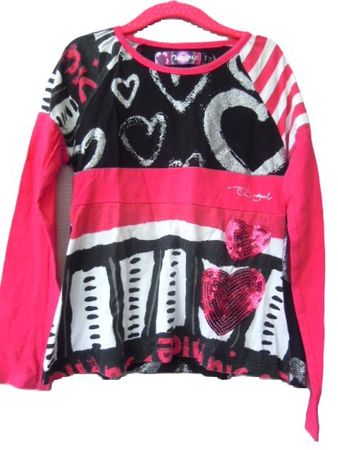 Gr. 122 DESIGUAL langarm Shirt mit etwas Glitzer BLICKFANG