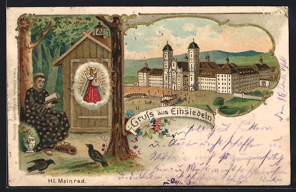 Cartoline postali: Einsiedeln, Blick zum Kloster, Mönch un – Usato da Berlin venduto da bartko-reher