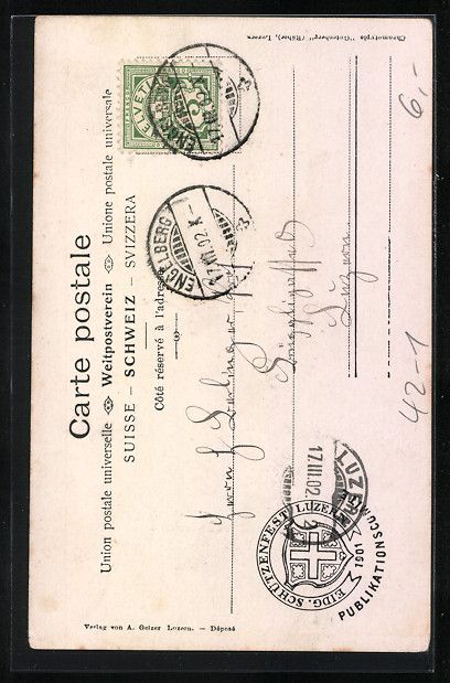 Cartoline postali: Luzern, Eidgenössisches Schützenfest 1 – Usato da Berlin venduto da bartko-reher 1