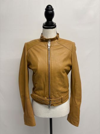 SET Lederjacke Bikerjacke camel 36 Jacke