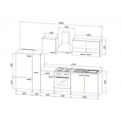 Komplettküchen: 349 - Küchenzeile Küchenblock 300cm Eiche/Sonoma/Schwarz – Neu und originalverpackt aus Wallenwil von toesstalvertrieb 7