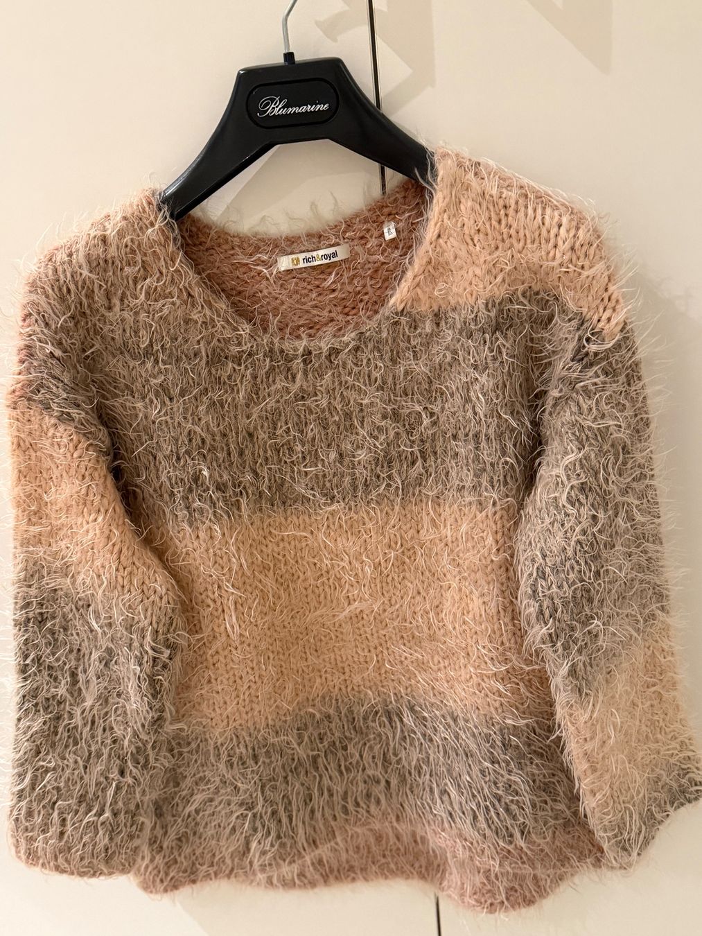 Rich & Royal Pullover & Sweatshirts: Rich & Royal Mischstrickpullover Creme/rosa/Grautöne/Small – Gebraucht aus rheineck von norwegianwood52