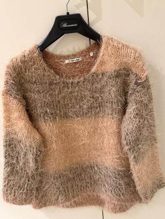 Rich & Royal Mischstrickpullover Creme/rosa/Grautöne/Small