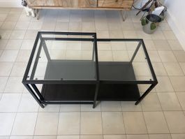 Wohnzimmertisch Metall Glas schwarz verschiebbar