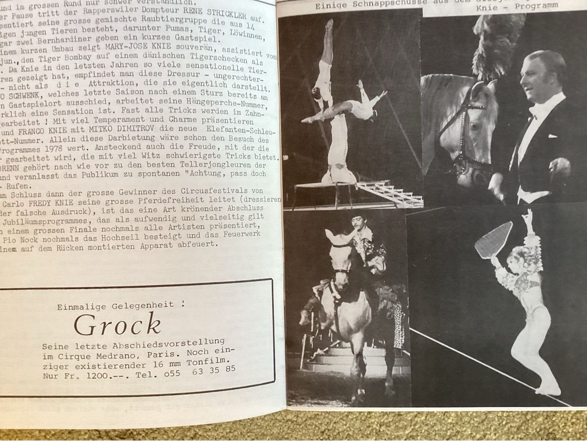 Zeitschriften & Magazine: Circus Knie Zeitungsbericht 1978 – Gebraucht aus Reichenbach i. K. von astra2010 1