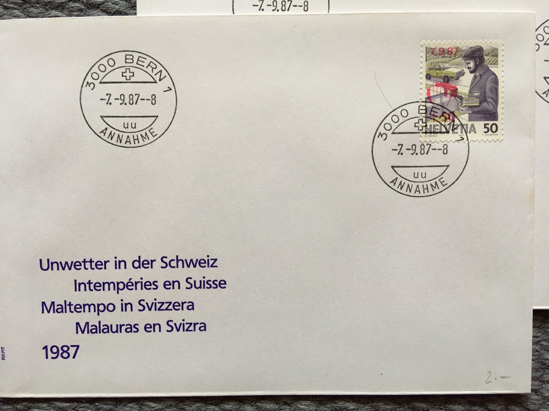 Tutti i francobolli: Unwetter 1987 5x FDC – Usato da Nesslau venduto da zueri6 1