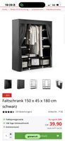 Brand New in box Wardrobe black 150x45x180cm fabric new
