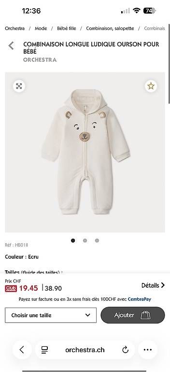 Lotti & Set di vestiti: Combinaison pour bébé "ours" orchestra – Nuovo (secondo la descrizione) da Grand-Lancy venduto da ssa_k59z