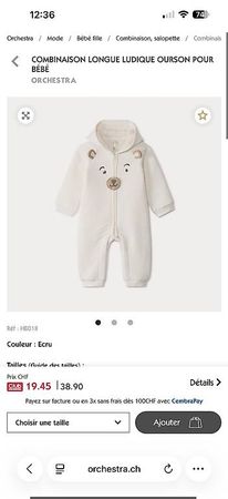 Combinaison pour bébé "ours" orchestra