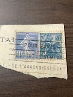 Briefmarke auf Briefausschnitt aus Frankreich