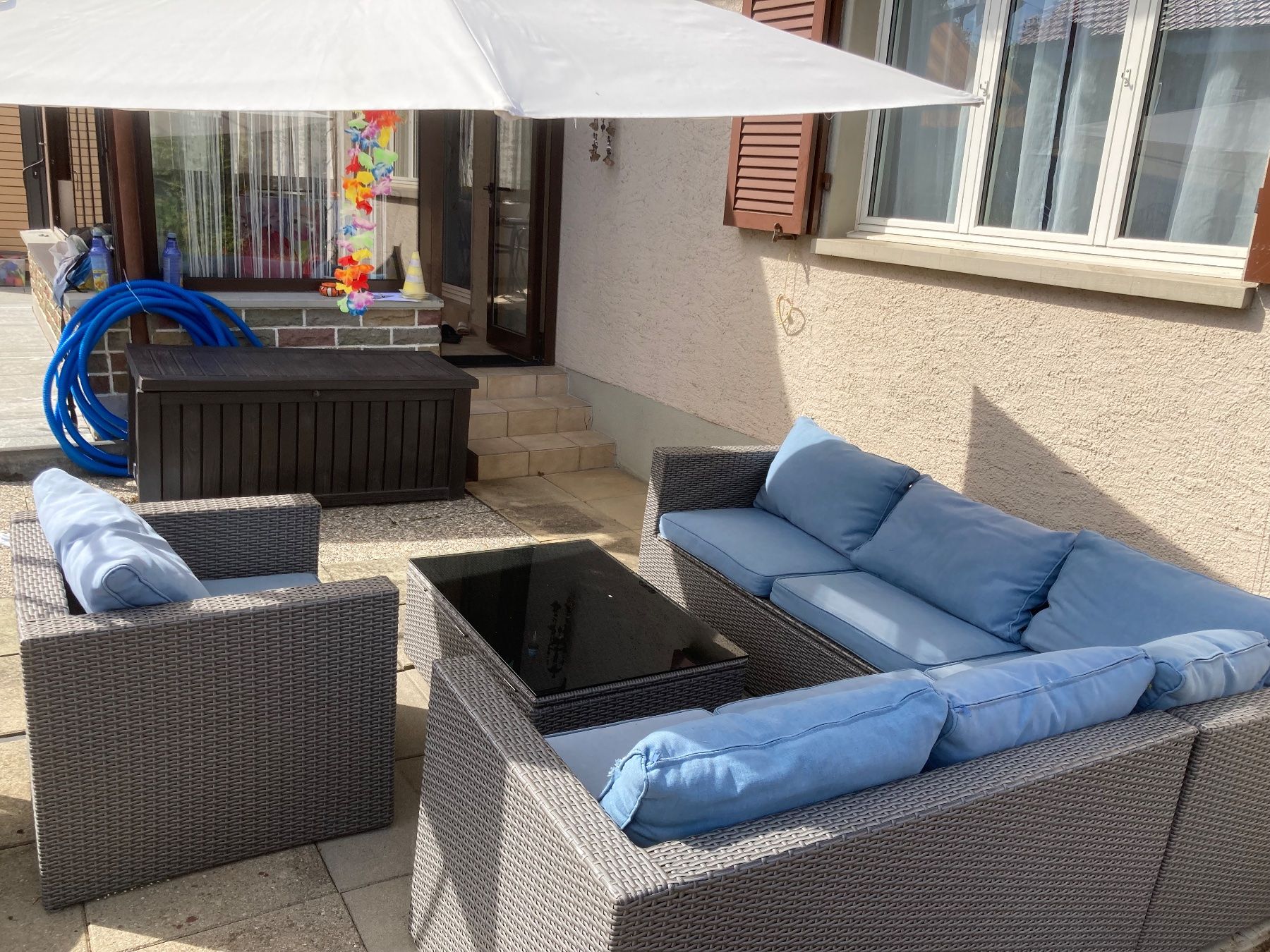Tischset: Garten Lounge Set Rattan Optik mit Glastisch – Gebraucht aus Dottikon von Omiros87 1