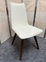 6 Stühle LUINO Echt Leder Bianco weiss Nussbaum massiv