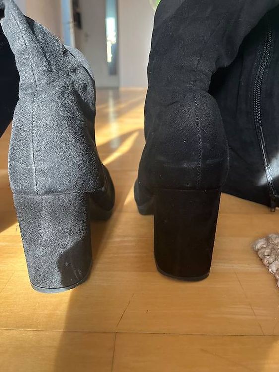 Schöner schwarzer Stiefel in Wildlederioptik 2